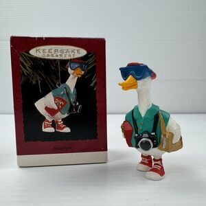 Vintage Hallmark Keepsake Snowbird Ornament Tourist Goose Camera Sneakers w/ Box